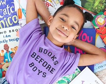 Purple Books Before Boys Tee