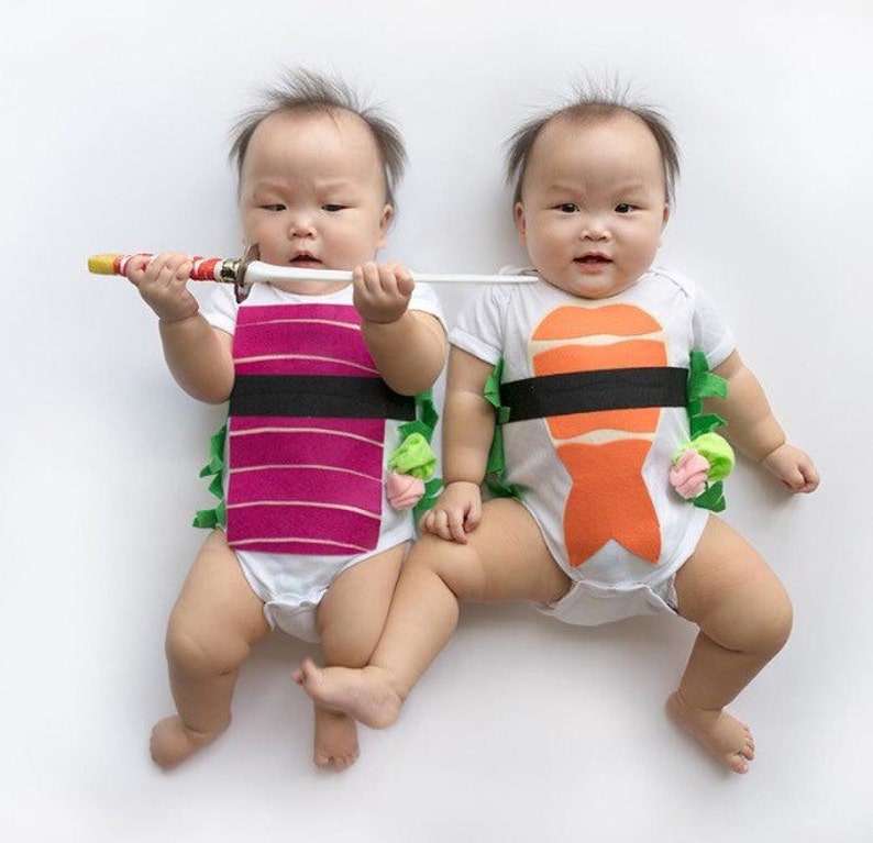 Baby Costume, Sushi Bodysuit, Funny Baby Costume, Tuna and Shrimp Sushi Costume, Funny Baby Costume, Baby Geekery, Food Costume, Gifts under image 1