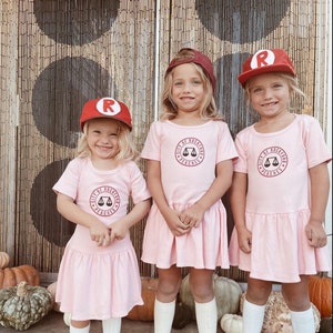 Rockford Peaches Costume, Pink Girls Dress, Baseball Costume, Cute Kids Costume, Halloween, Toddler Dress Up, Photoshoot Idea, Georgia Peach image 1