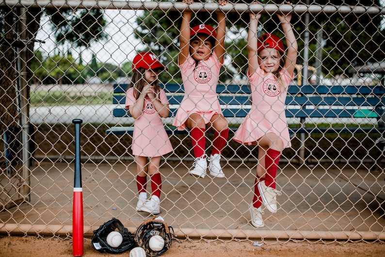 Rockford Peaches Costume, Pink Girls Dress, Baseball Costume, Cute Kids Costume, Halloween, Toddler Dress Up, Photoshoot Idea, Georgia Peach image 6