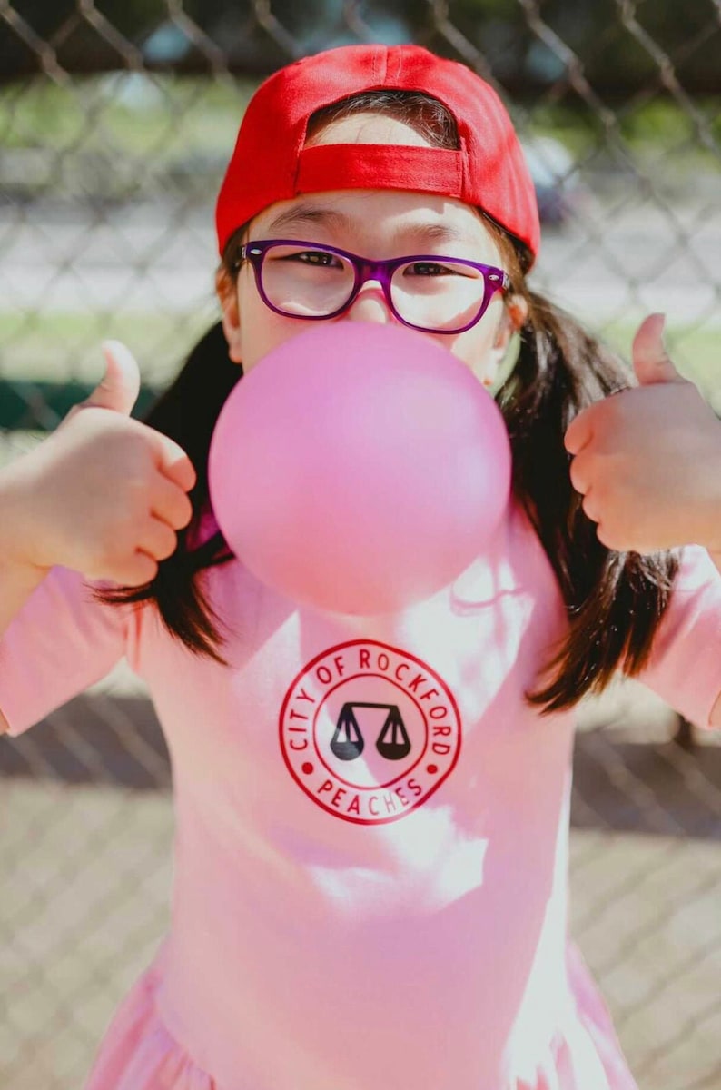 Rockford Peaches Costume, Pink Girls Dress, Baseball Costume, Cute Kids Costume, Halloween, Toddler Dress Up, Photoshoot Idea, Georgia Peach image 9