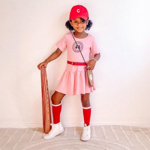 Rockford Peaches Costume, Pink Girls Dress, Baseball Costume, Cute Kids Costume, Halloween, Toddler Dress Up, Photoshoot Idea, Georgia Peach image 10