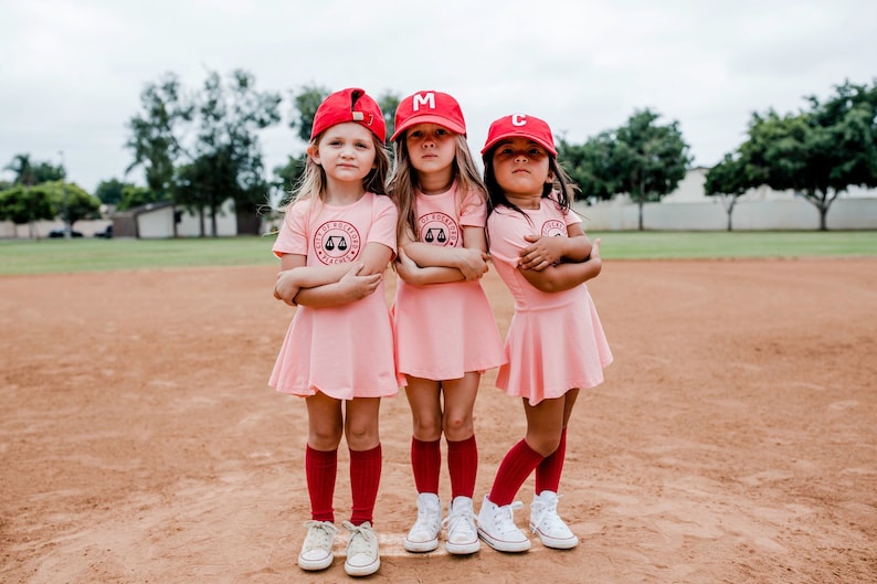 Rockford Peaches Costume, Pink Girls Dress, Baseball Costume, Cute Kids Costume, Halloween, Toddler Dress Up, Photoshoot Idea, Georgia Peach image 8