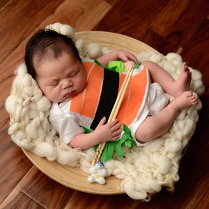 Baby Costume, Sushi Bodysuit, Funny Baby Costume, Tuna and Shrimp Sushi Costume, Funny Baby Costume, Baby Geekery, Food Costume, Gifts under image 3