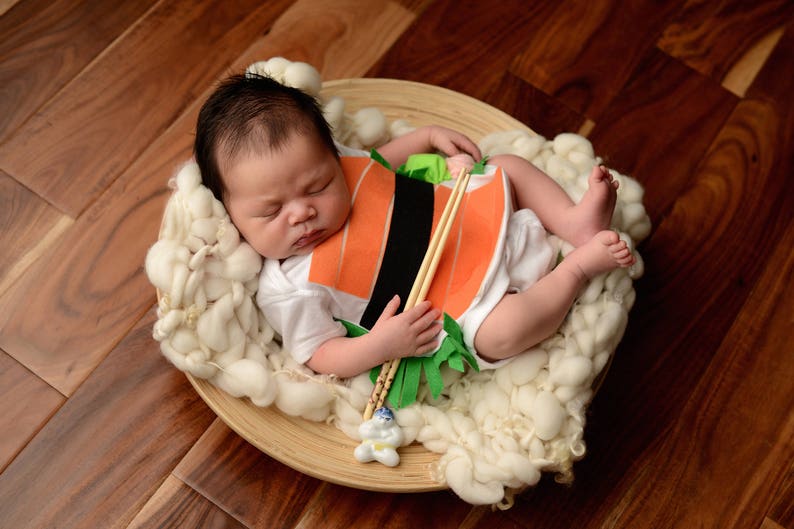 Baby Costume, Sushi Bodysuit, Funny Baby Costume, Tuna and Shrimp Sushi Costume, Funny Baby Costume, Baby Geekery, Food Costume, Gifts under image 3