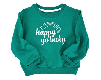 The perfect Green Happy Go Lucky, Boys St Patricks Day Sweatshirt, St Patricks Day Kids, Toddler Sweatshirt St Pattys Day Shirt for Baby Boy