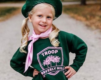 Troop Beverly Hills Sweatshirt, Green Kids Sweatshirt with Troop Beverly Hills Print - Adorable Everyday Wear and Costume, retro 80s, simple