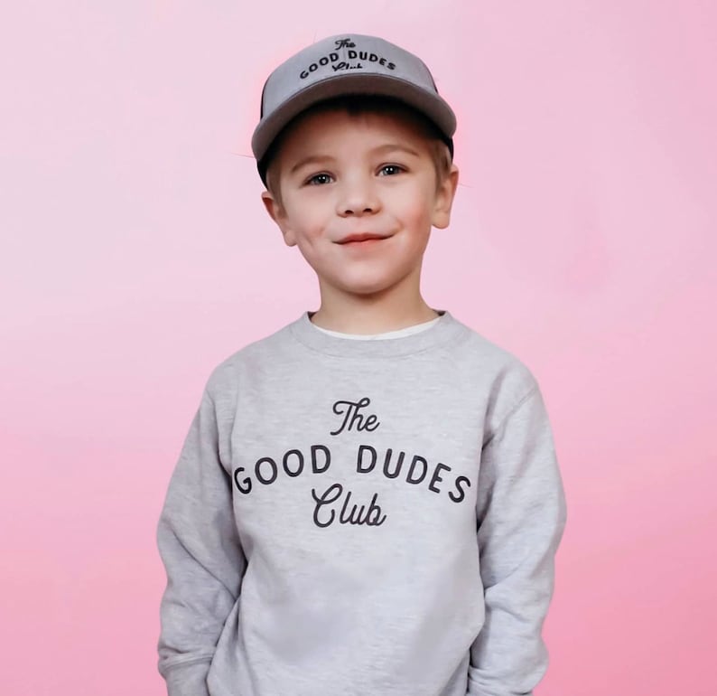 The Good Dudes Club Pullover, Boys Sweatshirt, Birthday Gift for Boys, Christmas present, Trendy Boys clothes, Screenprint pullover, Duder image 1