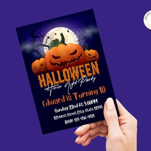 Spooky Pumpkin Halloween Party Invitation: Editable Canva Template (Digital Download)