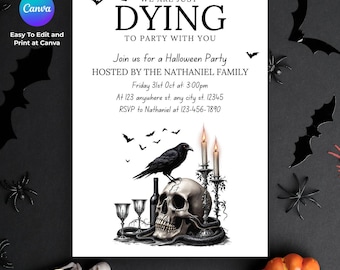 Vintage Halloween Party Invitation: Editable Canva Template (Digital Download)