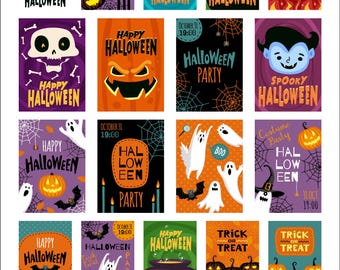 ヴィンテージハロウィーンポストカードバンドル：20種類のレトロデザイン（デジタルダウンロード）