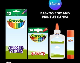 Modèles d'étiquettes de rentrée scolaire modifiables : Canva Designs (téléchargement numérique)