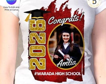 Class of 2026 Graduation T-Shirt Template: Editable Canva Design (Instant Download)