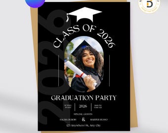 Class of 2026 Graduation Invitation: Editable Canva Template (Digital Download)