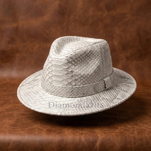 Off-White Python Leather Fedora Hat, Snakeskin Print Cowboy Hat, Festival Wear
