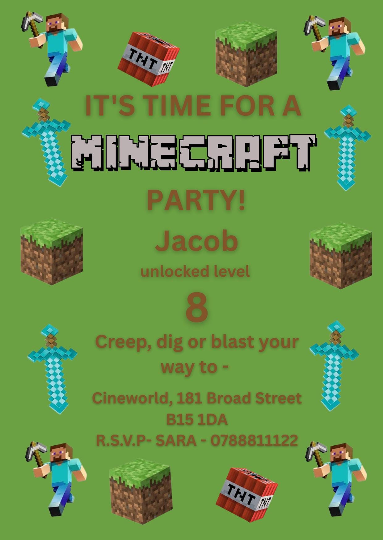 Editable Minecraft Party Invite