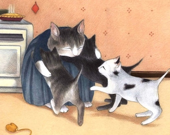 Kittens Hugging Mama - giclée print from the children's book The Three Little Kittens by Anna Alter