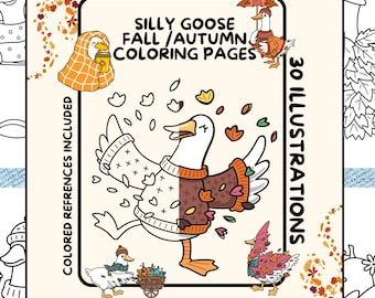 Silly Goose Fall Autumn Coloring Pages With Reference Images