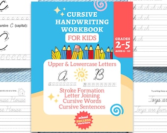 Cursive Handwriting Workbook for Kids & Beginners PDF PPT PNG