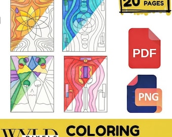 Abstract Coloring Pages | Hand-Drawn Designs, Adult Stress Relief (PDF & JPEG)