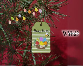 Printable Easter Gift Tags – Happy Easter Digital Tag | DIY Easter Basket Tag | Instant Download PDF + PNG