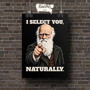 Poster personalizzato di Darwin, divertente decorazione murale sull'evoluzione, stampa arrotolata con citazione personalizzata sulla selezione naturale