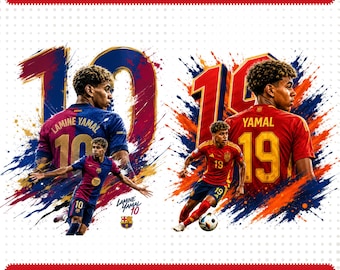 Lamine Yamal Barcelona & Spanien Fußball Tumbler Wrap PNG Bundle, Fußballspieler Sublimation Design, sofortiger Download