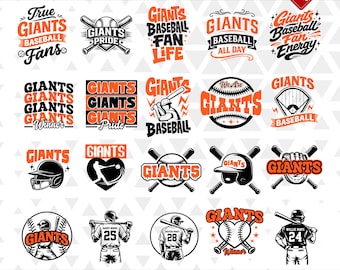 Paquete de archivos SVG y PNG de béisbol de los Giants, archivo de corte para aficionados, gráficos deportivos (descarga digital)