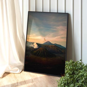 Póster del Monte Bromo, fotografía de Java, Indonesia, descarga digital, arte mural de viaje, paisaje volcánico imprimible, JPG