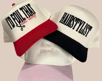 Dziewczęca czapka z daszkiem • Pozwól mi bawić się twoimi włosami • Uroczy haftowany kapelusz typu trucker • Dziewczęca estetyczna czapka • Modny prezent dla niej • Czapka z daszkiem