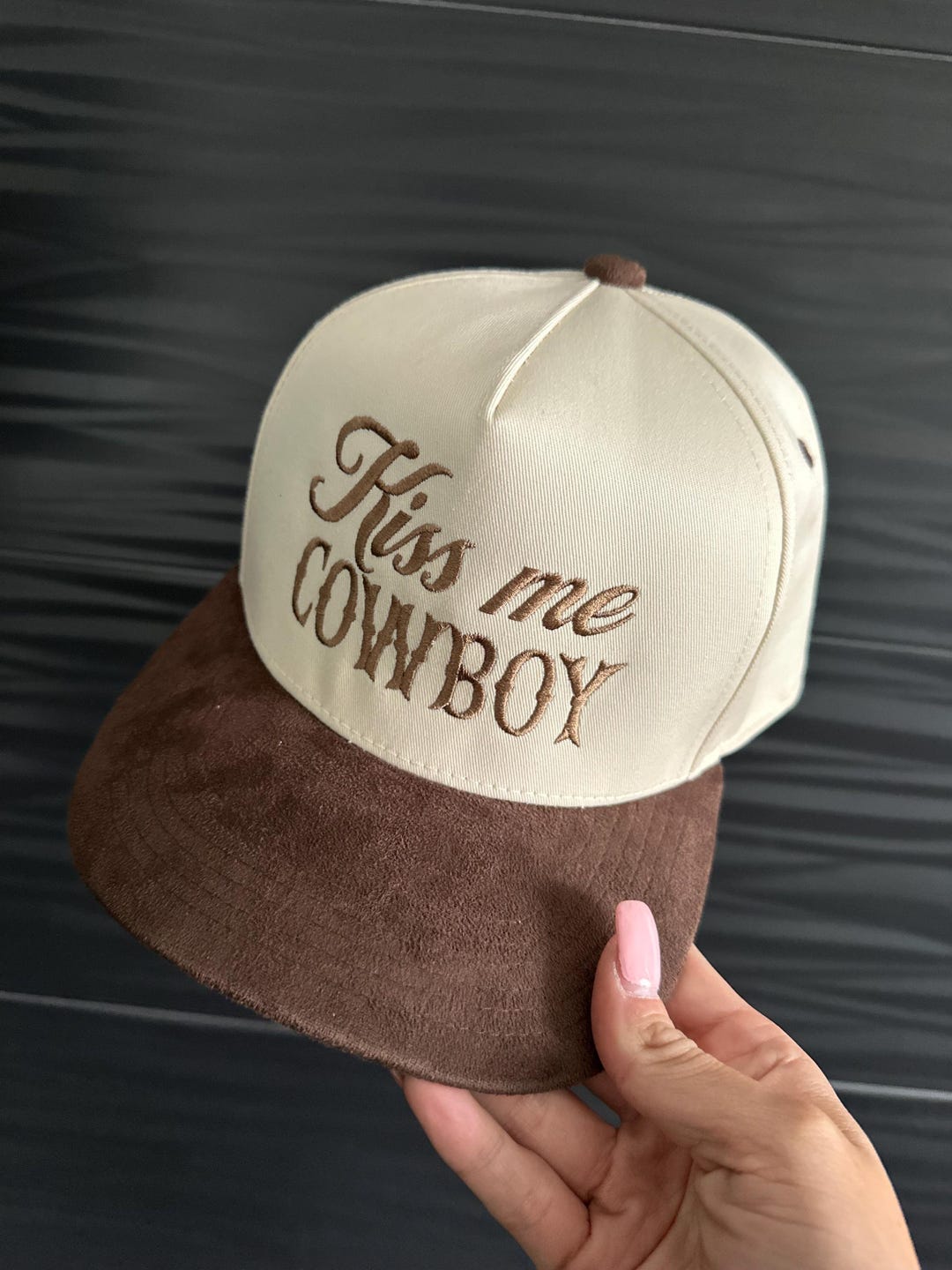 Kiss Me Cowboy Hat (brown Suede) - Etsy display picture 3
