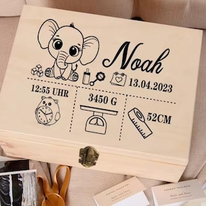 Scatola dei ricordi personalizzata per neonati, regalo ricordo per neonato, dettagli della nascita, regalo ricordo in legno inciso
