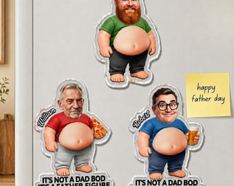 Custom Face Dad Bod Magnet, Personalized Photo Magnet For Fridge, Funny Father Figure Gag Gift, Birthday Gift For Dad Husband