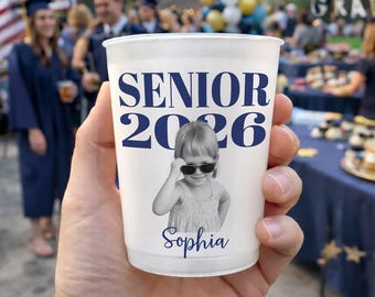Personalized Senior 2026 Photo Cup | Graduation Party Favor | Custom Frosted Face Drinkware | Senior Night Grad Gift