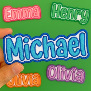 Personalized Embroidered Name Patch – Custom Colorful Text Patch | Iron-On, Sew-On, Velcro | Name Tag for Jackets, Uniforms, Backpacks