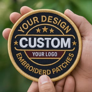 Personalized Embroidered Logo Patch – Custom Logo Patch Iron-On or Sew-On | Business Branding Patches for Clothes, Backpacks, Hats, Uniforms