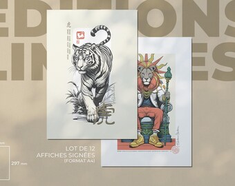 Lot de 12 affiches signées A4