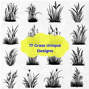 Grass SVG Bundle for Cricut – Wild Botanical Grass, Pampas Reeds, Lawn Border Clipart, Silhouette Cut Files, Png Dxf Eps Pdf, Commercial Use