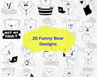 Funny Bear Clipart: Teddy Bear SVG Bundle for Cricut (Instant Download)