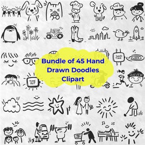 Paquete SVG de dibujos animados, figuras de palitos dibujadas a mano, gatos adorables, caras sonrientes, imágenes prediseñadas minimalistas para Cricut y Silhouette, archivos PNG, SVG y EPS