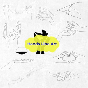 Hands Art SVG Bundle, Minimalist Hands Drawing, Sketch Hands Vector, Digital Download, Line Art Clipart, Home Decor Art