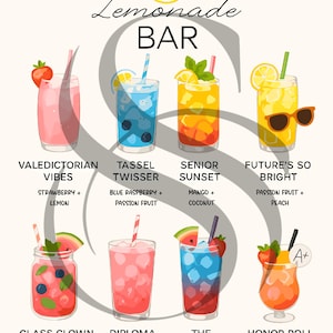 Abschlussfeier Lemonade Bar Menü Zeichen PNG Qualität - 3 Menükombinationen für den Abschluss