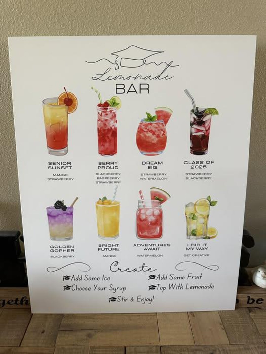 Graduation Party Lemonade Bar Menu Sign PNG + Editable Canvas Template ...