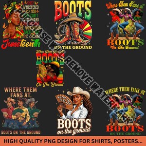 Juneteenth Boots On The Ground, png PNGEgg | Zwarte cowgirl stapt de vrijheid in | Free-ish sinds 1865 Afrikaans vrouwensublimatieontwerp
