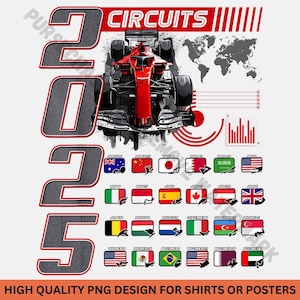 Formule racecircuits 2025, png PNGEgg | 2025 kalender retro motorsport trackkaart digitale download | Raceschema Fansublimatieontwerp