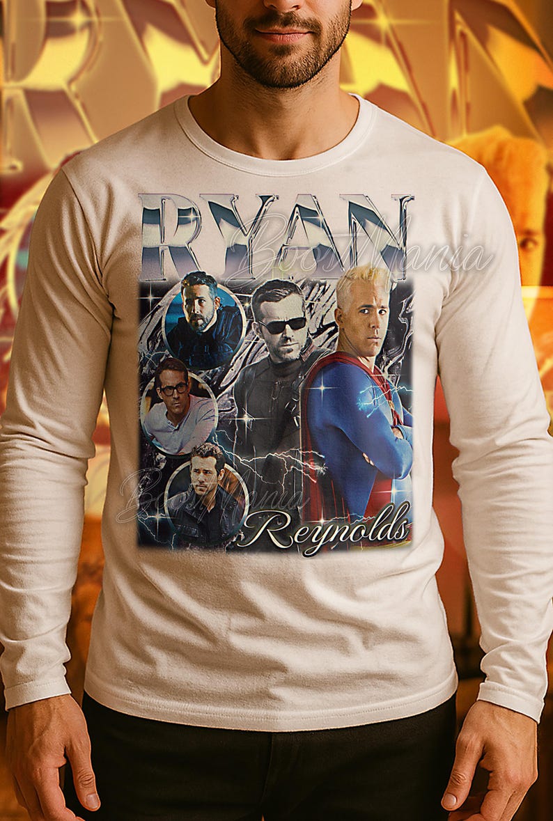 Koszulka RYAN REYNOLDS Bootleg, koszulki retro Ryan Reynolds, koszulka z gwiazdą Deadpool, koszulka komediowa z długim rękawem, sweter vintage Ryan Reynolds #saf zdjęcie 3