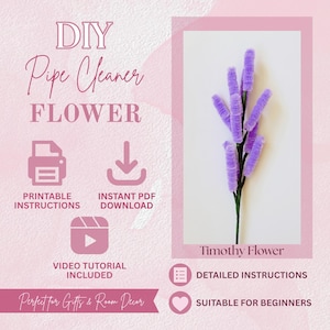 Anleitung für eine Pfeifenputzerblume (PDF), DIY-Blumenmuster, Sofort-Download, Druckbare Anleitung, Video-Tutorial, Bastelidee für Anfänger, DIY-Anleitung