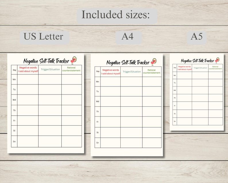 Negative Self-talk Tracker, Track and Replace Harmful Words, Self-talk ...