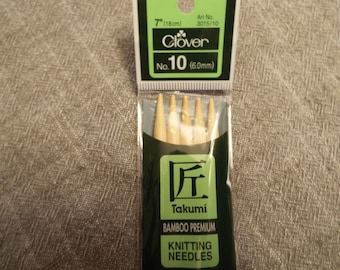 Clover Number 10 Bamboo Knitting Needles 7 Inch...Set Of 5