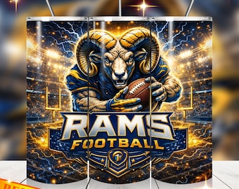 Ram 20oz Skinny Tumbler Wrap PNG - Football Mascot Sublimation Design (Digitaler Download)